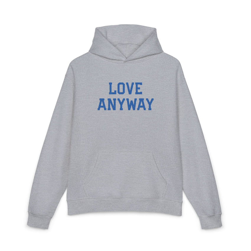 "Love Anyway" Royal Blue Embroidered Relaxed Hoodie
