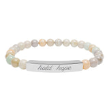 "Hold Hope" Engraved Natural Stone Stretch Bar Bracelet