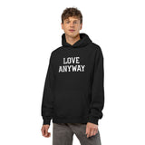 "Love Anyway" White Embroidered Relaxed Hoodie