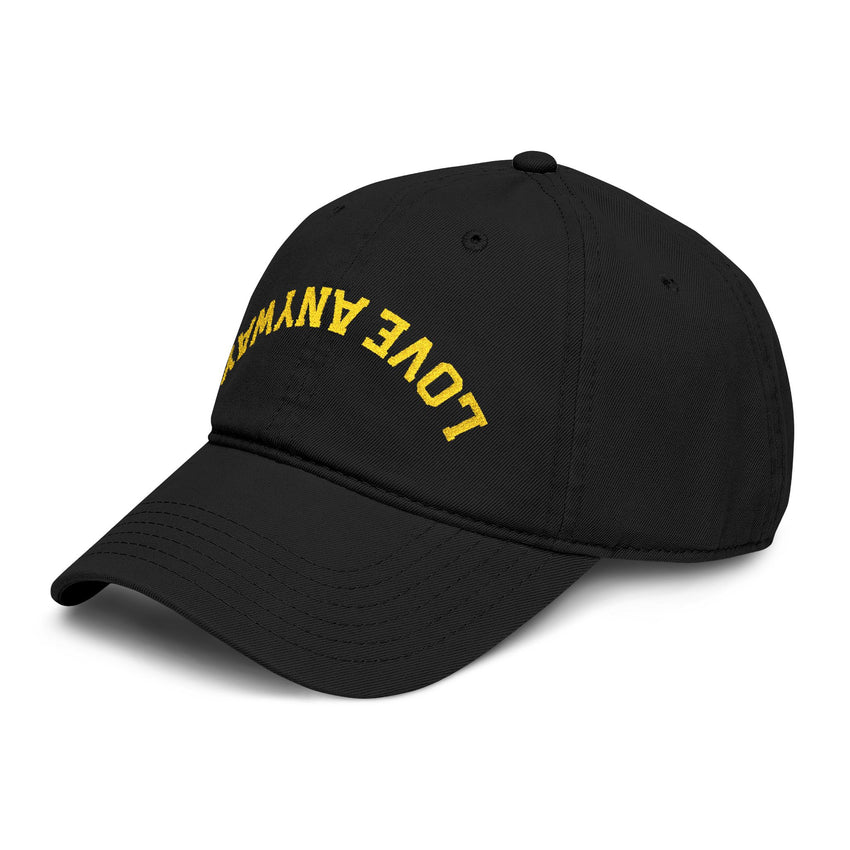 "Love Anyway" Upside Down Gold Embroidered Garment Washed Baseball Cap