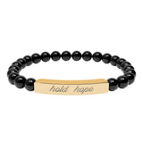 "Hold Hope" Engraved Natural Stone Stretch Bar Bracelet