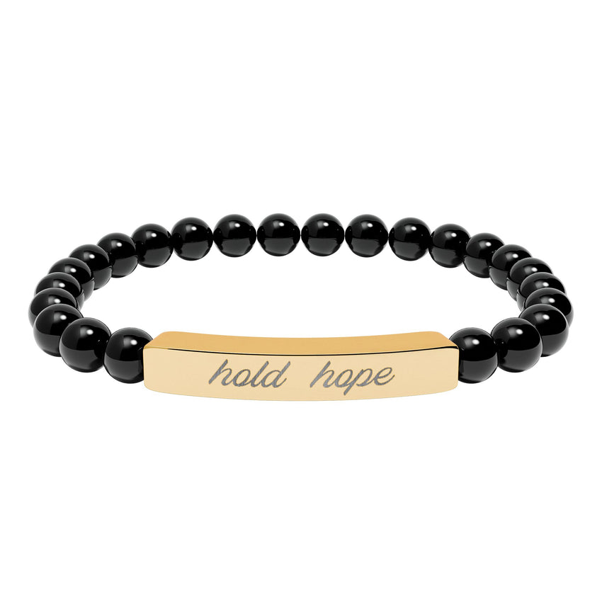"Hold Hope" Engraved Natural Stone Stretch Bar Bracelet