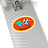 World Peace World and Soccer Ball Oval Kiss-Cut Stickers