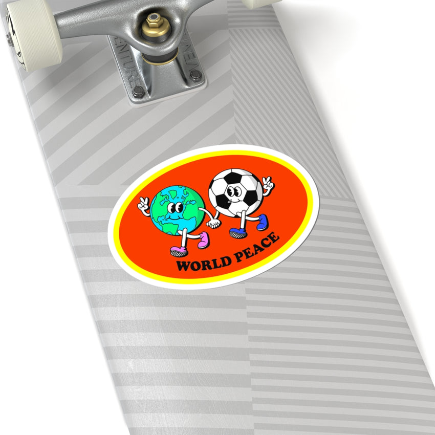 World Peace World and Soccer Ball Oval Kiss-Cut Stickers