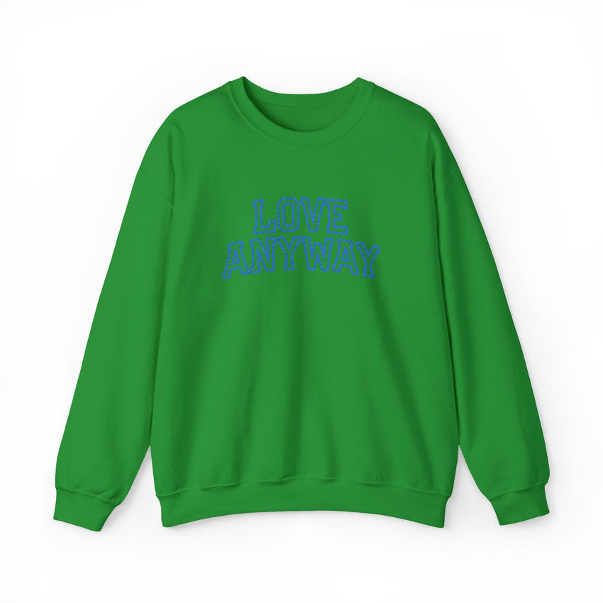 "Love Anyway"  Collegiate Royal Blue Embroidered Unisex Crewneck Sweatshirt