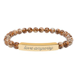 "Love Anyway" Engraved Natural Stone Stretch Bar Bracelet