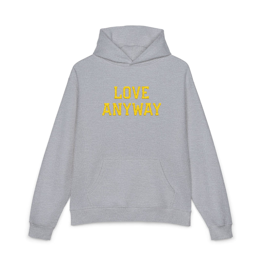 "Love Anyway" Gold Embroidered Relaxed Hoodie