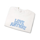 "Love Anyway"  Collegiate Royal Blue Embroidered Unisex Crewneck Sweatshirt