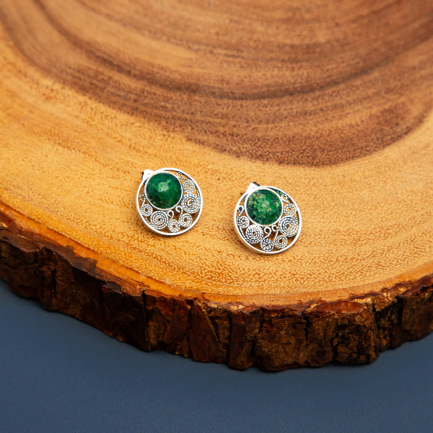 Chrysocolla Circle Earrings