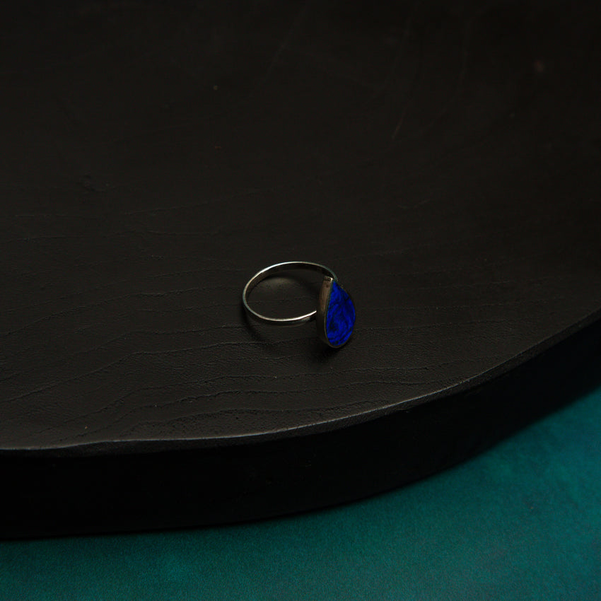 Lapis Lazuli Tear Drop Silver Ring