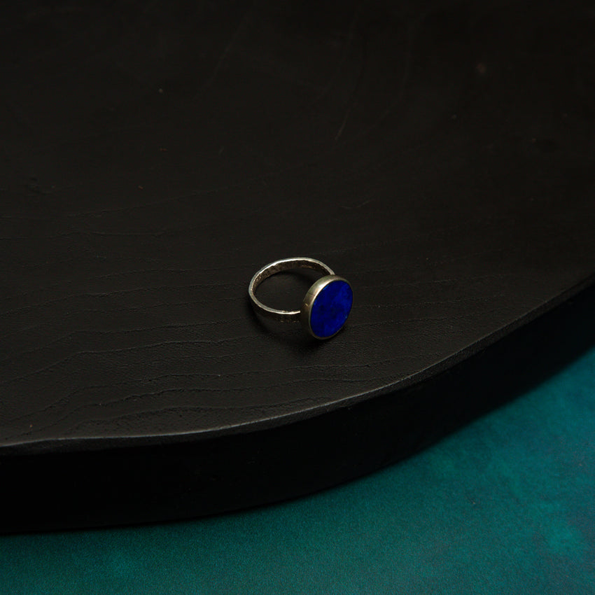 Lapis Lazuli Circle Silver Ring
