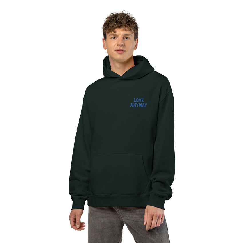 "Love Anyway" Royal Blue Embroidered Relaxed Hoodie