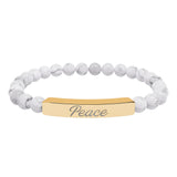 "Peace" Engraved Natural Stone Stretch Bar Bracelet