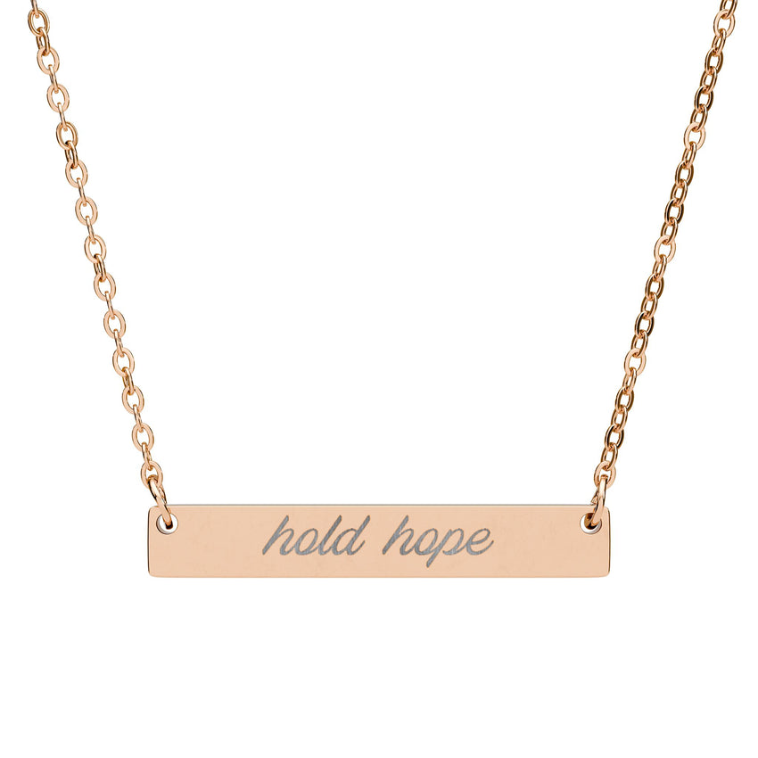 "Hold Hope" Engraved Horizontal Bar Necklace