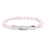 "Peace" Engraved Natural Stone Stretch Bar Bracelet