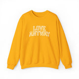 "Love Anyway"  Collegiate White Embroidered Unisex Crewneck Sweatshirt