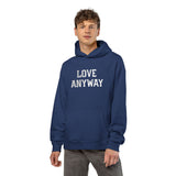 "Love Anyway" White Embroidered Relaxed Hoodie
