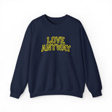 "Love Anyway"  Collegiate Gold Embroidered Unisex Crewneck Sweatshirt