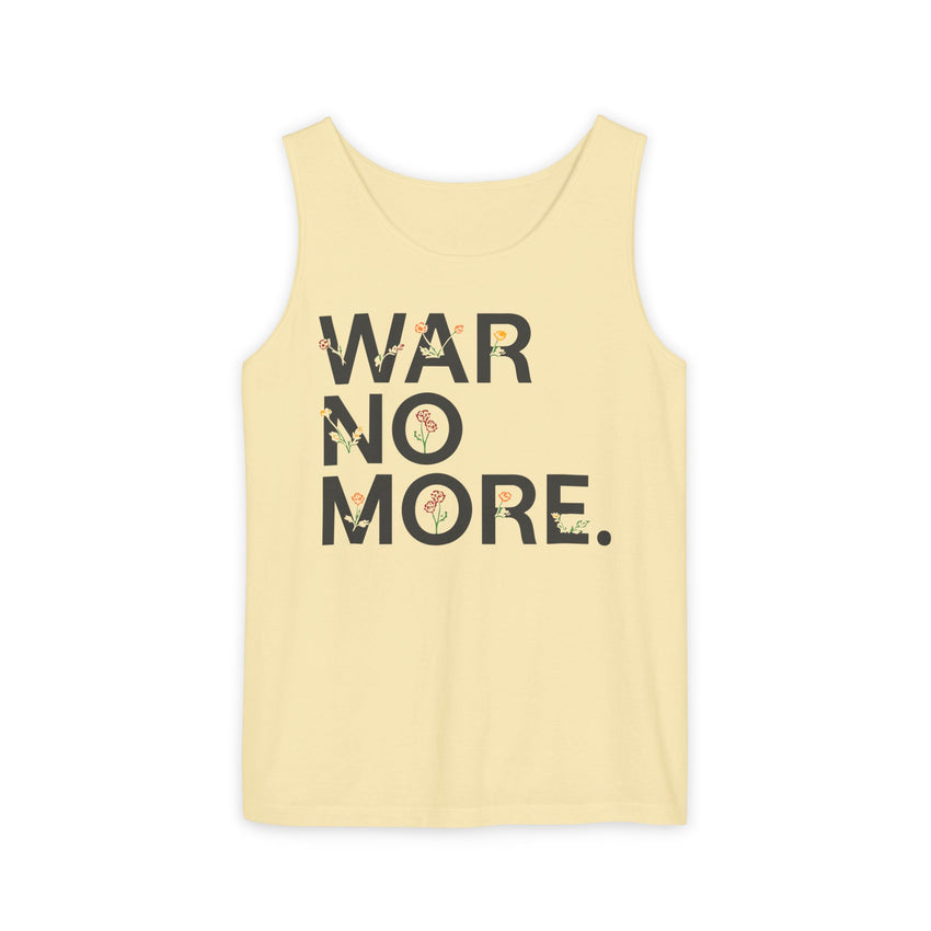 "War No More" Floral Unisex Garment-Dyed Tank Top