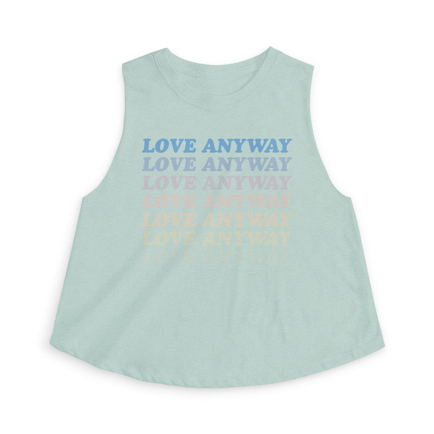 "Love Anyway" Vintage Waterfall Women's Crop Top