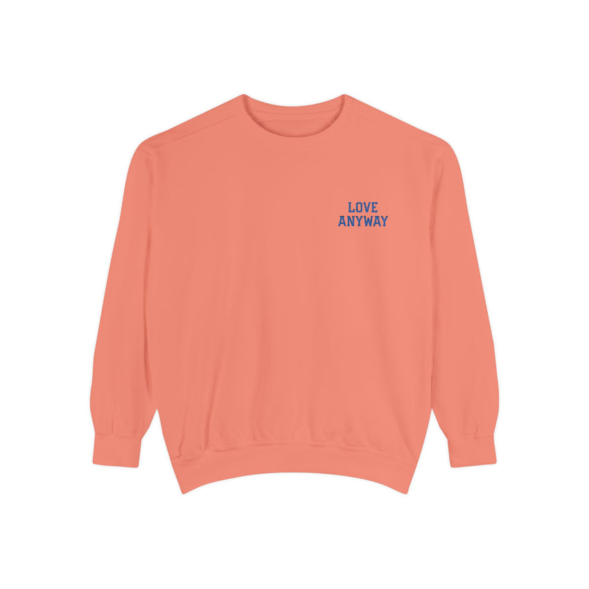 "Love Anyway" Royal Blue Embroidered Pocket Square Unisex Garment-Dyed Sweatshirt