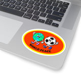 World Peace World and Soccer Ball Oval Kiss-Cut Stickers