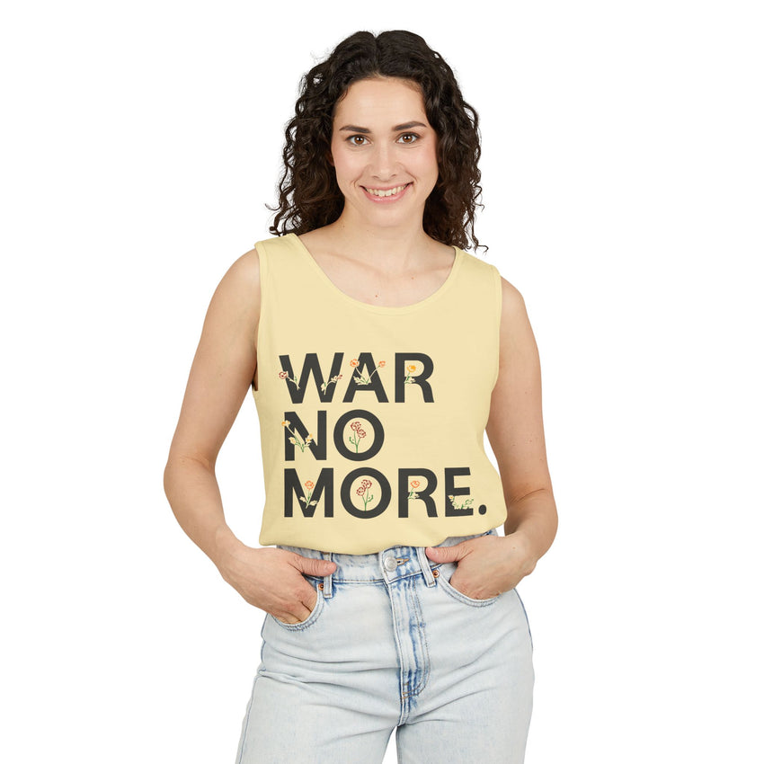 "War No More" Floral Unisex Garment-Dyed Tank Top