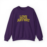 "Love Anyway"  Collegiate Gold Embroidered Unisex Crewneck Sweatshirt