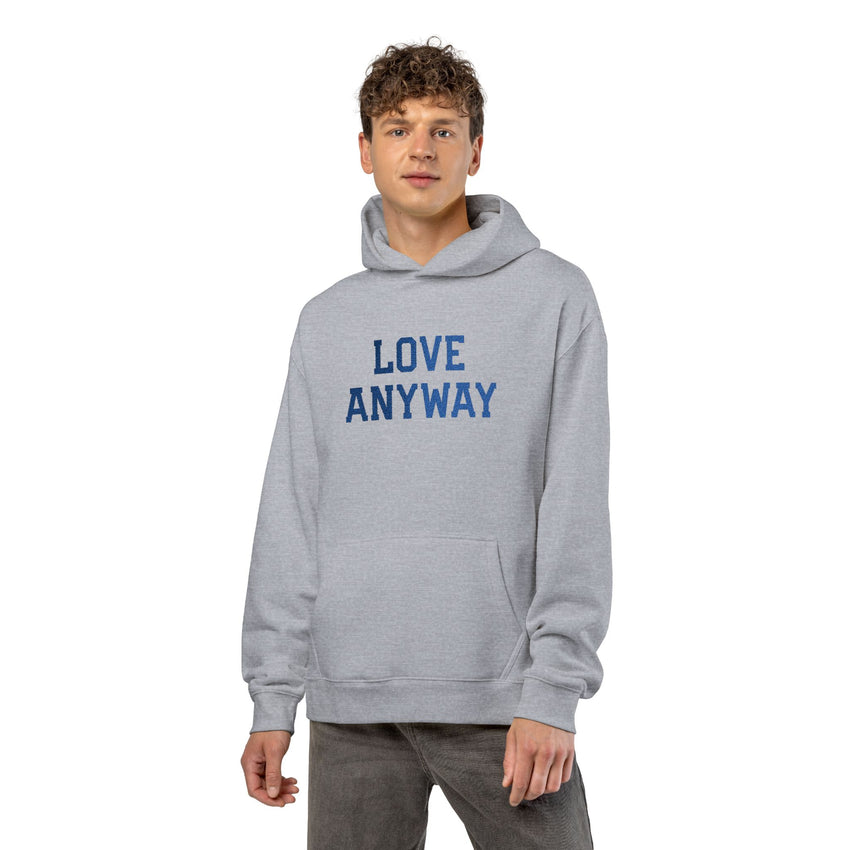 "Love Anyway" Royal Blue Embroidered Relaxed Hoodie