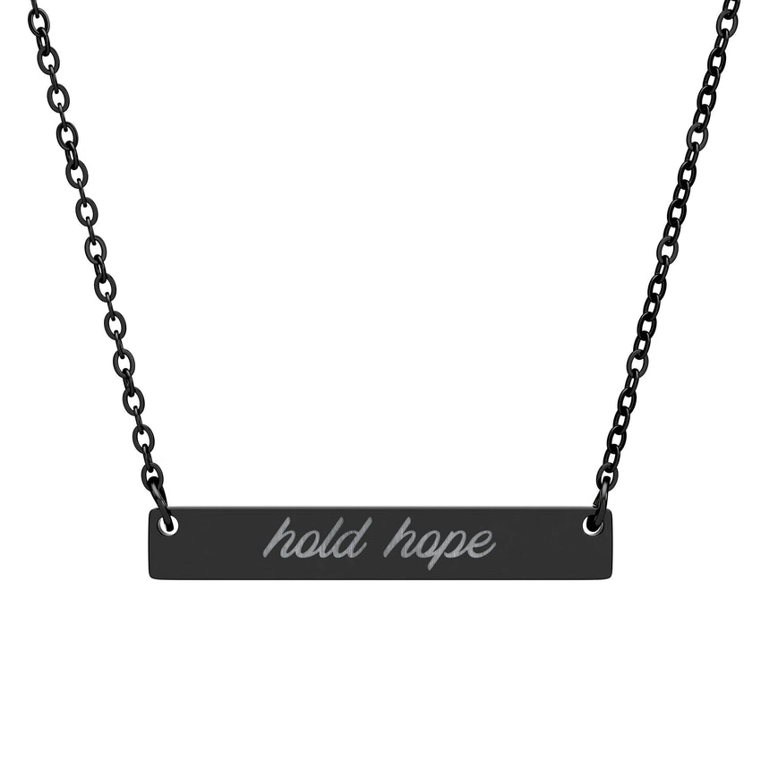 "Hold Hope" Engraved Horizontal Bar Necklace