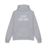 "Love Anyway" White Embroidered Relaxed Hoodie