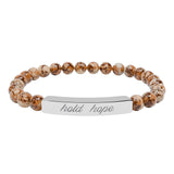 "Hold Hope" Engraved Natural Stone Stretch Bar Bracelet