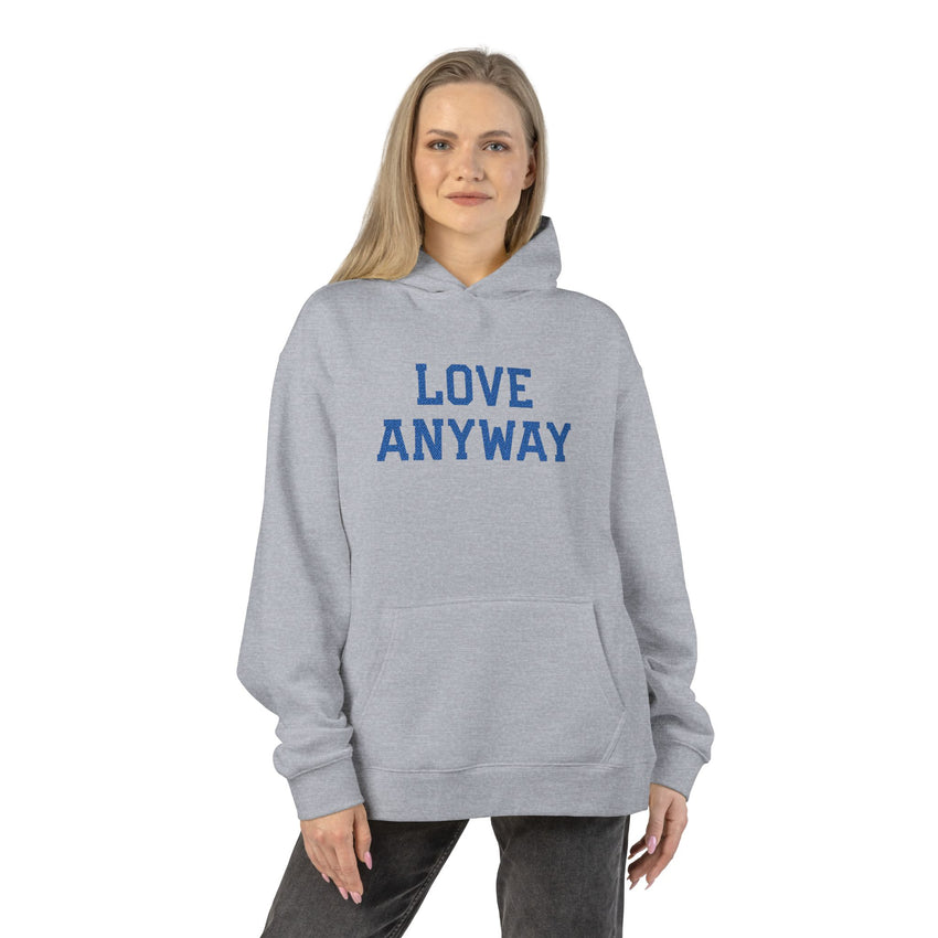 "Love Anyway" Royal Blue Embroidered Relaxed Hoodie