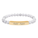 "Hold Hope" Engraved Natural Stone Stretch Bar Bracelet