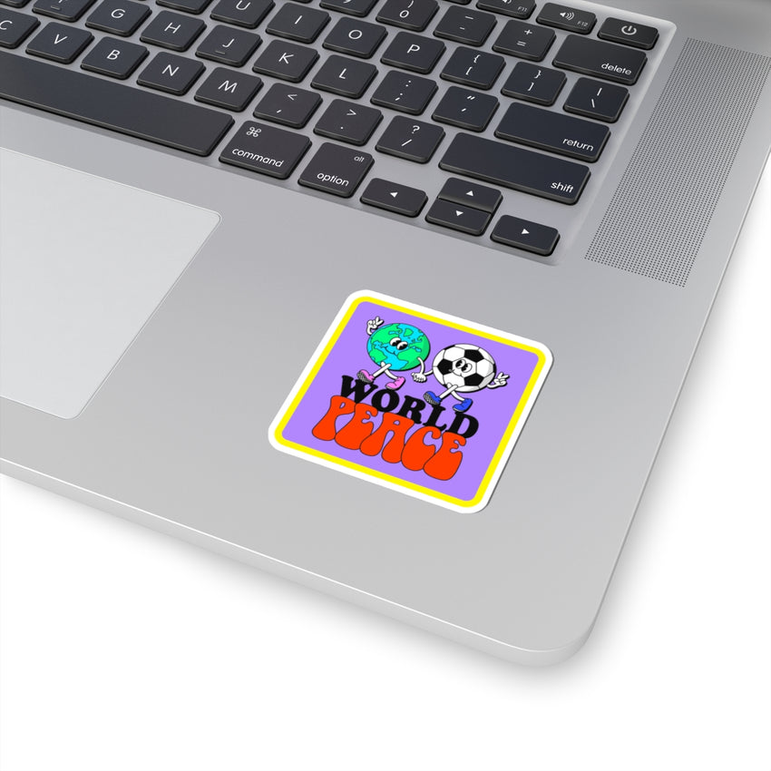 World Peace World and Soccer Ball Square Kiss-Cut Stickers