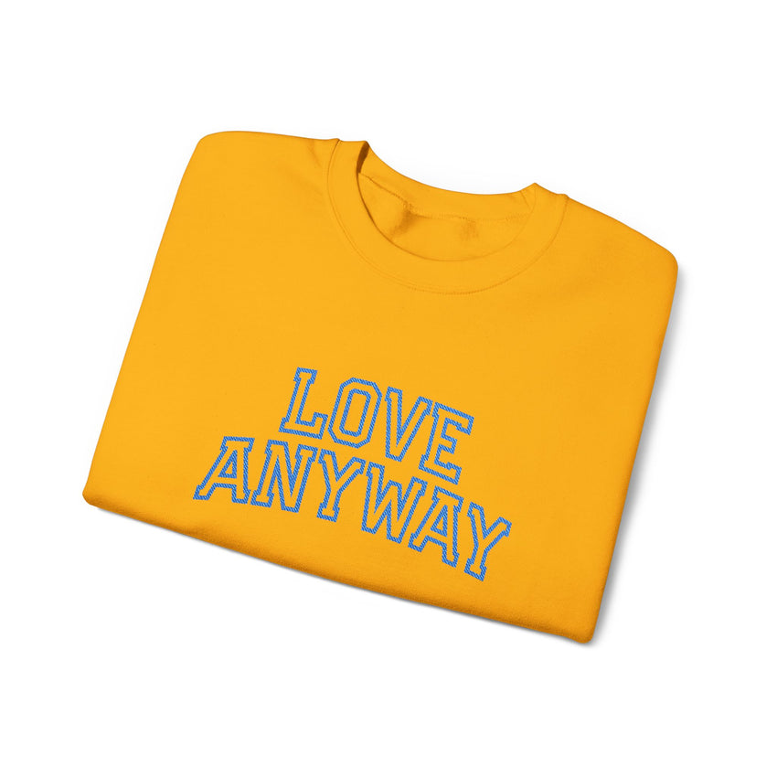 "Love Anyway"  Collegiate Royal Blue Embroidered Unisex Crewneck Sweatshirt