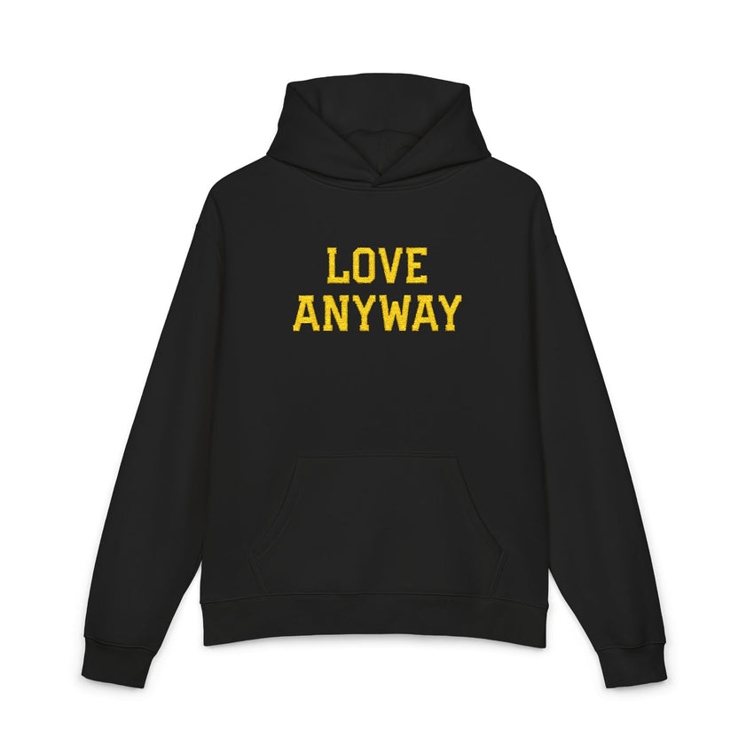 "Love Anyway" Gold Embroidered Relaxed Hoodie
