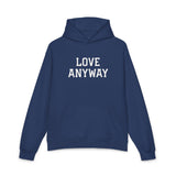 "Love Anyway" White Embroidered Relaxed Hoodie