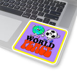 World Peace World and Soccer Ball Square Kiss-Cut Stickers