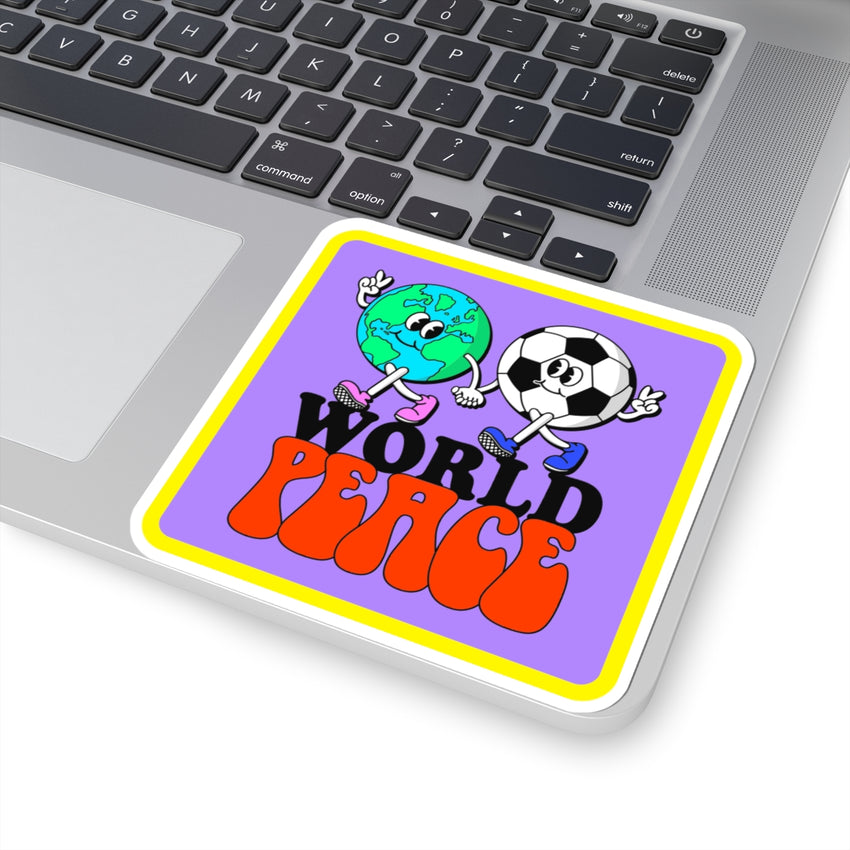 World Peace World and Soccer Ball Square Kiss-Cut Stickers