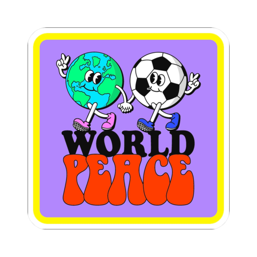 World Peace World and Soccer Ball Square Kiss-Cut Stickers