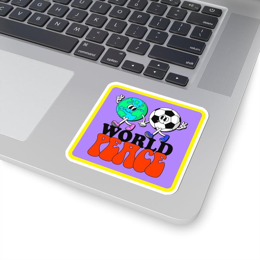 World Peace World and Soccer Ball Square Kiss-Cut Stickers