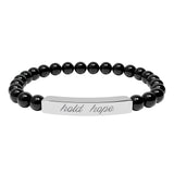 "Hold Hope" Engraved Natural Stone Stretch Bar Bracelet