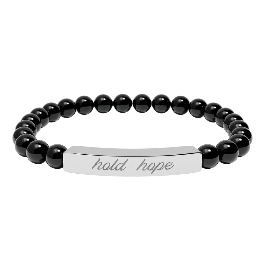 "Hold Hope" Engraved Natural Stone Stretch Bar Bracelet
