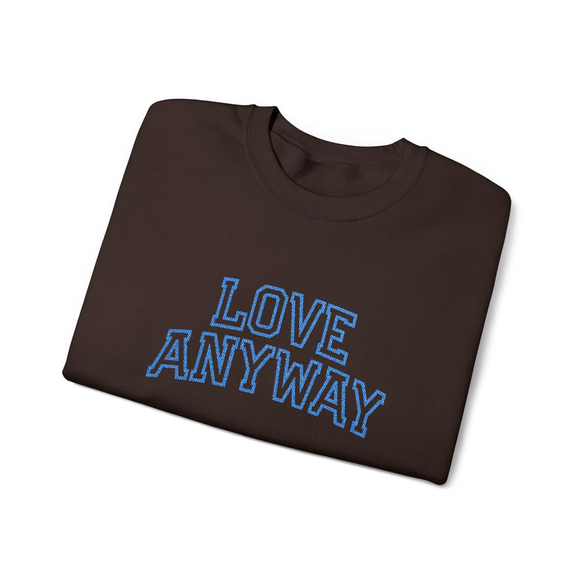 "Love Anyway"  Collegiate Royal Blue Embroidered Unisex Crewneck Sweatshirt