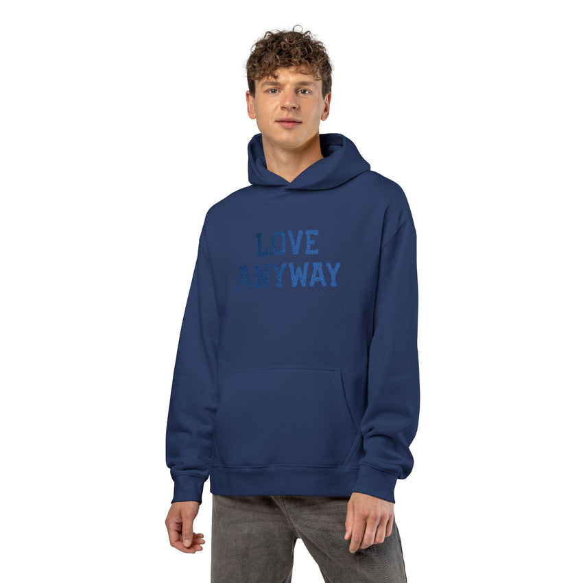 "Love Anyway" Royal Blue Embroidered Relaxed Hoodie