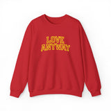 "Love Anyway"  Collegiate Gold Embroidered Unisex Crewneck Sweatshirt