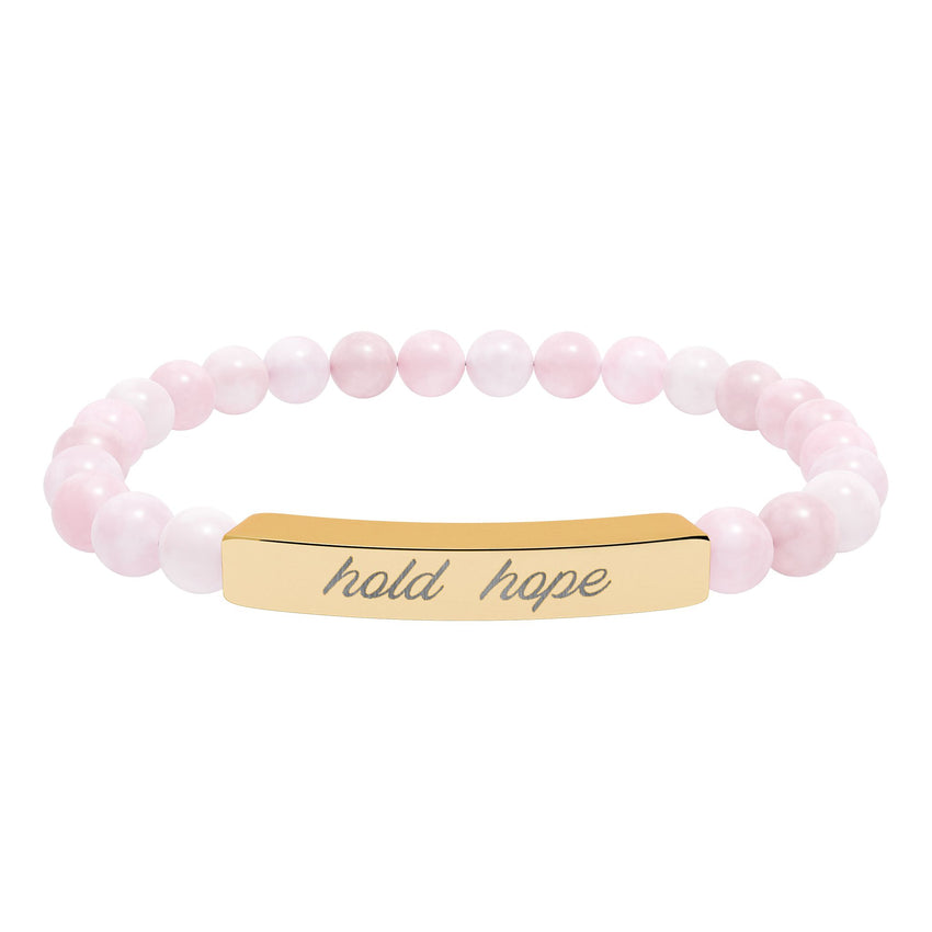 "Hold Hope" Engraved Natural Stone Stretch Bar Bracelet