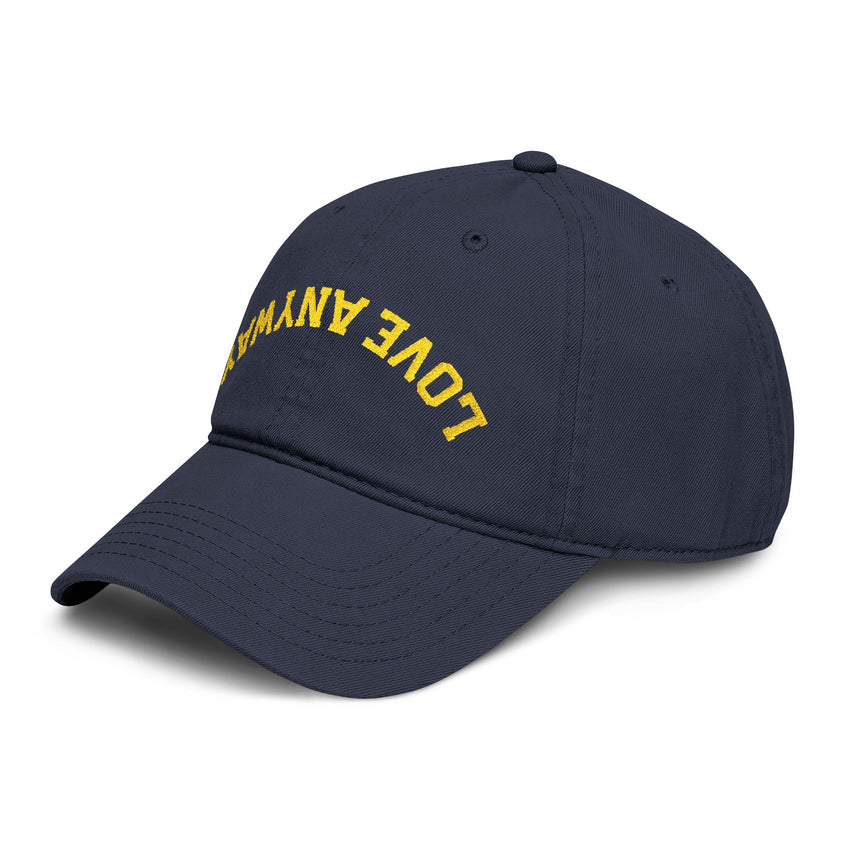 "Love Anyway" Upside Down Gold Embroidered Garment Washed Baseball Cap