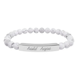 "Hold Hope" Engraved Natural Stone Stretch Bar Bracelet